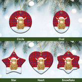 Rait Tartan Christmas Ceramic Ornament - Highland Cows Style